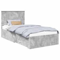 Bedframe met hoofdeinde Beton Grijs 100 x 200 cm Bewerkt hout - thumbnail