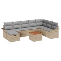 Tuinbankenset met kussen met opslag 9 pcs Beige Poly riet - thumbnail
