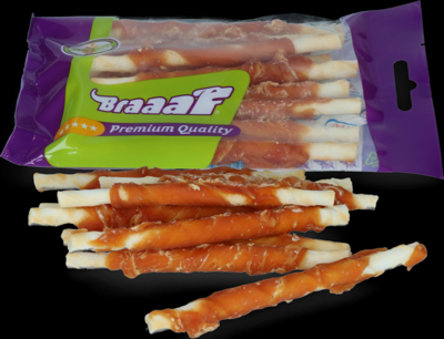 Braaaf Rawhide Roll Sticks Kip - 8 st.