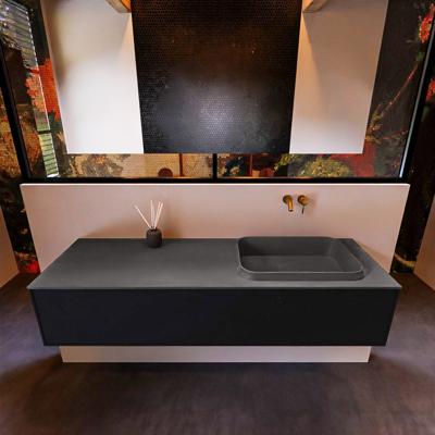 Badkamermeubelset Mondiaz Erin 150 cm met 1 Lade met RIDGE Wastafel Rechts Dark grey Zonder Kraangaten Greeploos Mat Urban Badkamermeubelset Mondiaz Erin 150 cm met 1 Lade met RIDGE Wastafel Rechts Dark grey Zonder Kraangaten Greeploos Mat Urban