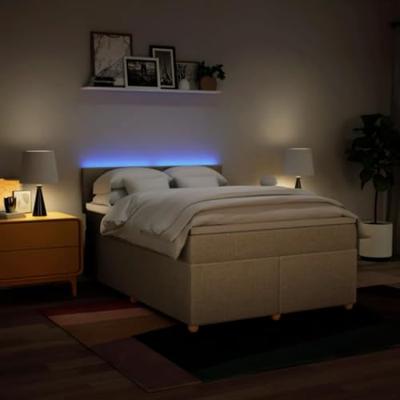 Boxspring met matras stof crèmekleurig 160x200 cm