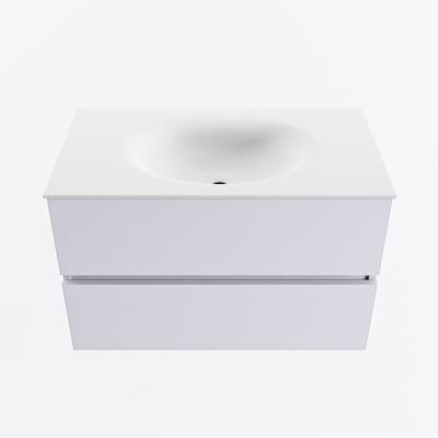 MONDIAZ VICA 80cm badmeubel onderkast Cale 2 lades. Wastafel MOON midden 1 kraangat, kleur Talc.