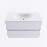 MONDIAZ VICA 80cm badmeubel onderkast Cale 2 lades. Wastafel MOON midden 1 kraangat, kleur Talc. - thumbnail