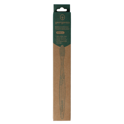 Georganics Toothbrush medium beechwood 1 Stuks