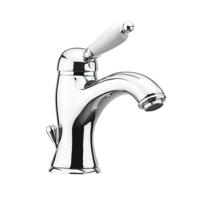 Wastafelmengkraan Sapho Kirké Wit Retro 1-hendel Gebogen 18.2 cm Chroom (incl. clickwaste) - thumbnail