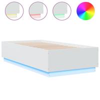 Bedframe met LED-verlichting bewerkt hout wit 75x190 cm - thumbnail