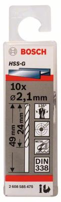 Bosch Accessoires Metaalboren HSS-G, Standard 2,1 x 24 x 49 mm 10st - 2608585475 Bosch Accessoires Metaalboren HSS-G, Standard 2,1 x 24 x 49 mm 10st - 2608585475