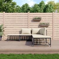 5-delige Loungeset met kussens poly rattan antracietkleurig - thumbnail