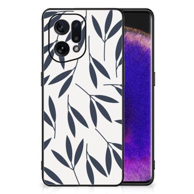 OPPO Find X5 Bloemen Hoesje Leaves Blue