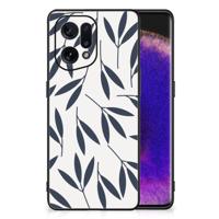 OPPO Find X5 Bloemen Hoesje Leaves Blue - thumbnail