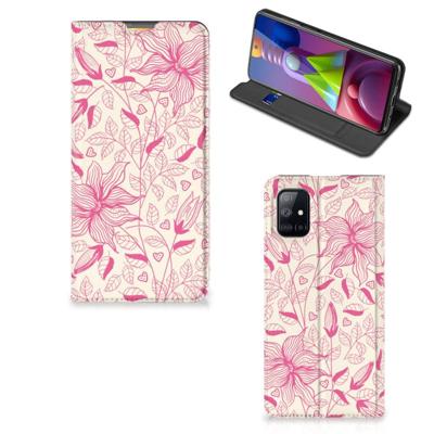 Samsung Galaxy M51 Smart Cover Pink Flowers Samsung Galaxy M51 Smart Cover Pink Flowers