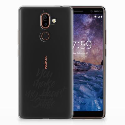 Nokia 7 Plus | Siliconen hoesje | met naam Heart Smile Nokia 7 Plus | Siliconen hoesje | met naam Heart Smile