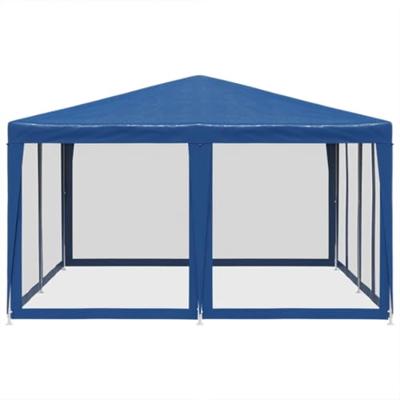 Partytent met 8 mesh zijwanden 4x4 m HDPE blauw - thumbnail