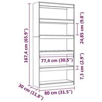 Boekenkast/kamerscherm 80x30x167,4 cm massief grenenhout zwart - thumbnail