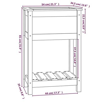 VidaXL Plantenbak met schap 54x34,5x81 cm massief grenenhout grijs