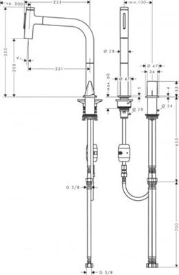 Hansgrohe Metris Select M71 2-gats ééngreeps keukenmengkraan met uittrekbare vuistdouche, chroom Hansgrohe Metris Select M71 2-gats ééngreeps keukenmengkraan met uittrekbare vuistdouche, chroom