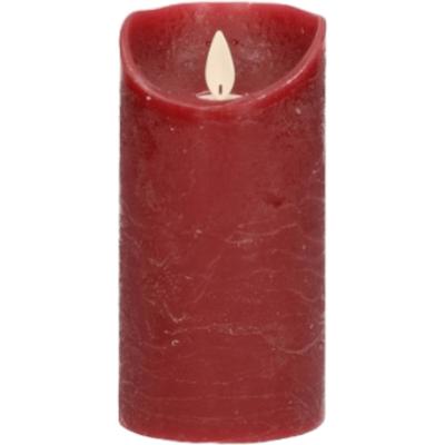 Kaars wax rustiek bewegende vlam 7,5x15 cm bordeaux b.o. Anna's Collection - Annas collection