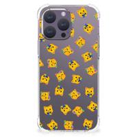 Doorzichtige Silicone Hoesje voor iPhone 15 Pro Max Katten Emojis - thumbnail