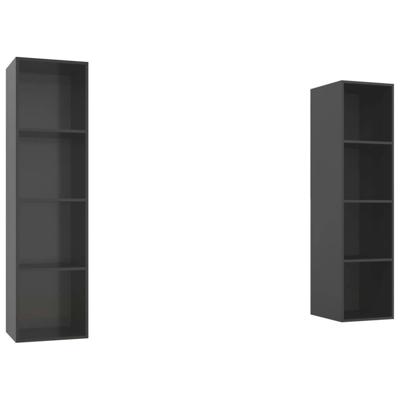 Tv-wandmeubelen 2 st bewerkt hout hoogglans grijs