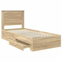 Bedframe met lade met hoofdeinde met opslag Bewerkt hout - thumbnail