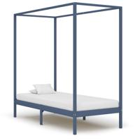Hemelbedframe massief grenenhout grijs 100x200 cm - thumbnail