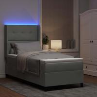 LED Boxspring Bed met Matras Lichtgrijs 80 x 200 cm Fluweel - thumbnail