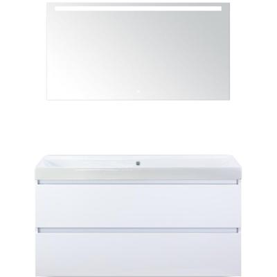 Maxx XL Badmeubelset 120 cm - Wit Hoogglans - Wastafel Just Enkel Zonder Kraangat met LED Spiegel