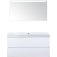 Maxx XL Badmeubelset 120 cm - Wit Hoogglans - Wastafel Just Enkel Zonder Kraangat met LED Spiegel - thumbnail