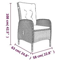 5-delige Tuinset met kussens grijs en zwart - thumbnail