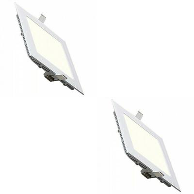 LED Downlight Slim 2 Pack - Inbouw Vierkant 12W - Natuurlijk Wit 4200K - Mat Wit Aluminium - 170mm