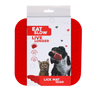 Eat Slow Live Longer Likmat kwartet - 20 x 20 cm - snuffelmat - anti-snuffelmat - slowfeeder - 100% siliconen - vaatwasmachinebestendig - rood - thumbnail