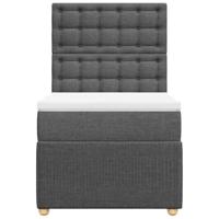 Boxspring met matras stof donkergrijs 90x190 cm - thumbnail
