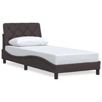 Bedframe zonder matras 90x200 cm stof donkerbruin - thumbnail