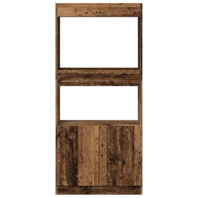 Hoge kast 63x33x140 cm bewerkt hout oud houtkleurig
