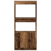 Hoge kast 63x33x140 cm bewerkt hout oud houtkleurig - thumbnail