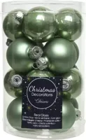 Decoris kerstballen set glas 16st licht groen 3,5cm - thumbnail