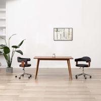 Eetkamerstoel draaibaar gebogen hout en kunstleer zwart - thumbnail