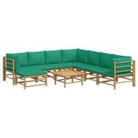 9-delige Loungeset met kussens bamboe groen - thumbnail
