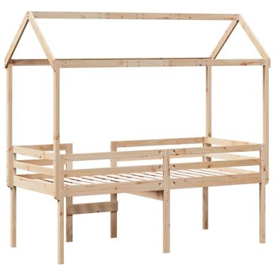 Hoogslaper met dak massief grenenhout 90x190 cm Hoogslaper met dak massief grenenhout 90x190 cm