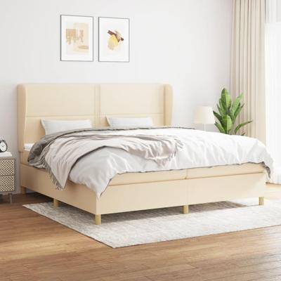 Boxspring met matras stof crèmekleurig 200x200 cm