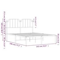 Bedframe met hoofdbord metaal wit 135x190 cm - thumbnail