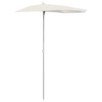 Parasol half met paal 180x90 cm zandkleurig - thumbnail