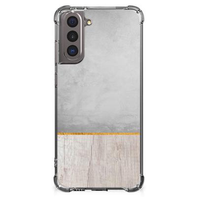 Samsung Galaxy S21 Stevig Telefoonhoesje Wood Concrete Samsung Galaxy S21 Stevig Telefoonhoesje Wood Concrete