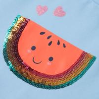 Kindershirt met ruches aan de mouwen 116 lichtblauw - thumbnail