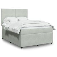 Boxspring met matras fluweel lichtgrijs 140x190 cm - thumbnail