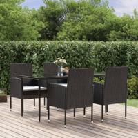 5-delige Tuinset met kussens poly rattan zwart - thumbnail