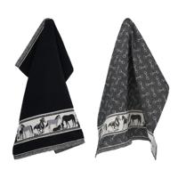Bunzlau Castle Keuken- en theedoek set Horse Zwart - thumbnail