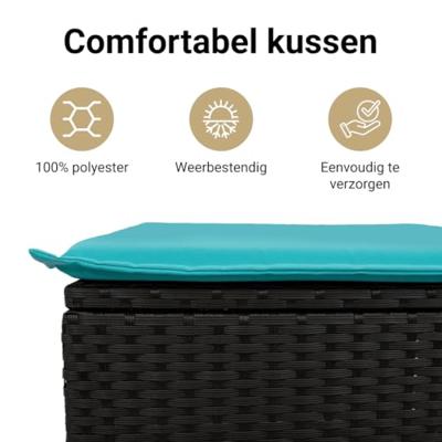 10-delige Loungeset met kussens poly rattan zwart - thumbnail