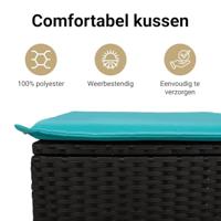 10-delige Loungeset met kussens poly rattan zwart - thumbnail