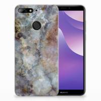 Huawei Y6 (2018) TPU Siliconen Hoesje Marmer Grijs - thumbnail